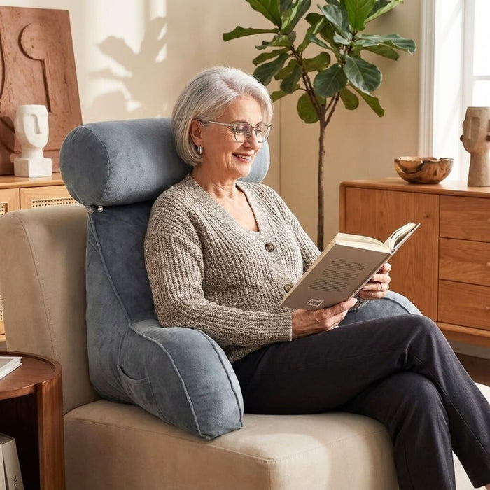 Ultra-Soft Memory Foam Reading Pillow with Back & Lumbar Support