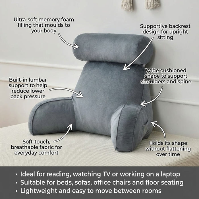 Ultra-Soft Memory Foam Reading Pillow with Back & Lumbar Support