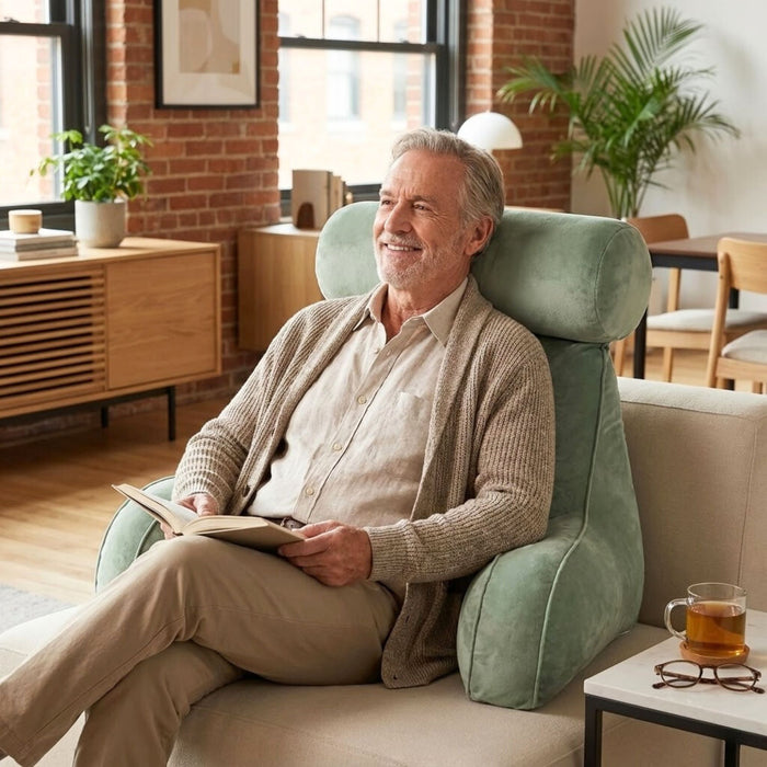 Ultra-Soft Memory Foam Reading Pillow with Back & Lumbar Support