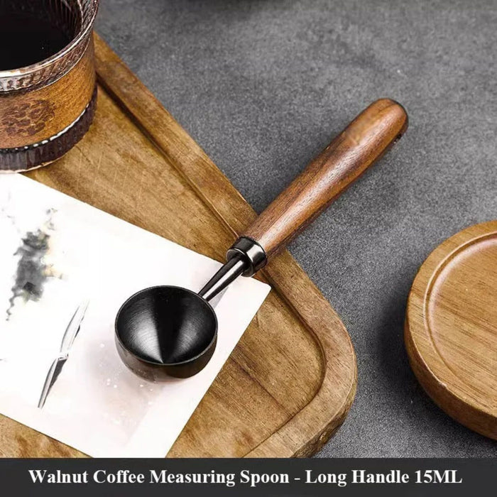 Walnut Handle Coffee Measuring Spoon – Stainless Steel Coffee Bean & Powder Scoop
