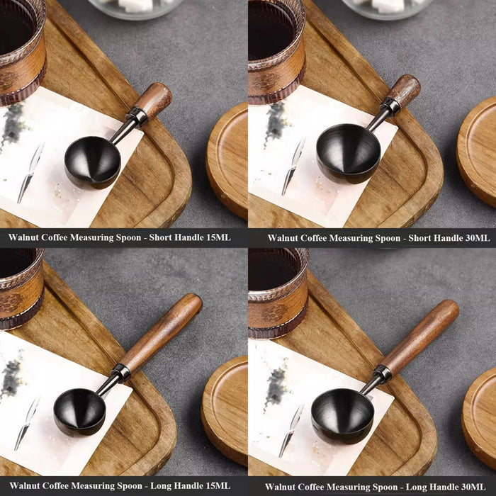 Walnut Handle Coffee Measuring Spoon – Stainless Steel Coffee Bean & Powder Scoop