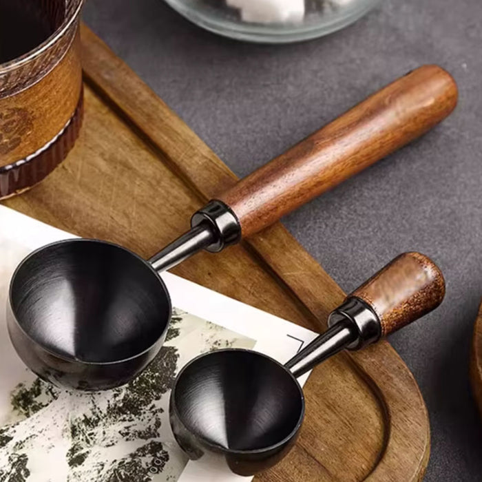 Walnut Handle Coffee Measuring Spoon – Stainless Steel Coffee Bean & Powder Scoop