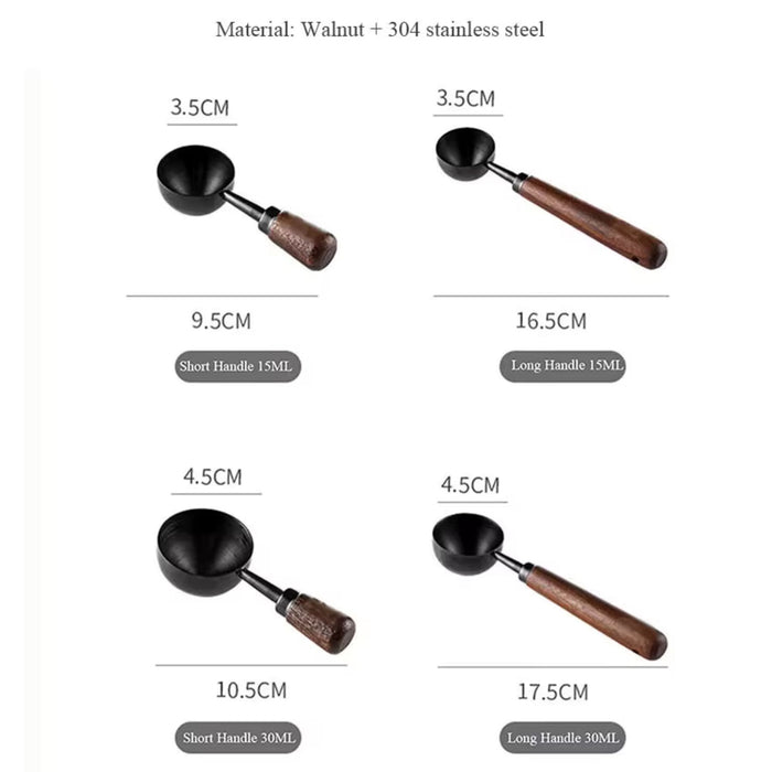 Walnut Handle Coffee Measuring Spoon – Stainless Steel Coffee Bean & Powder Scoop