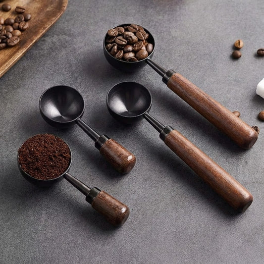 Walnut Handle Coffee Measuring Spoon – Stainless Steel Coffee Bean & Powder Scoop
