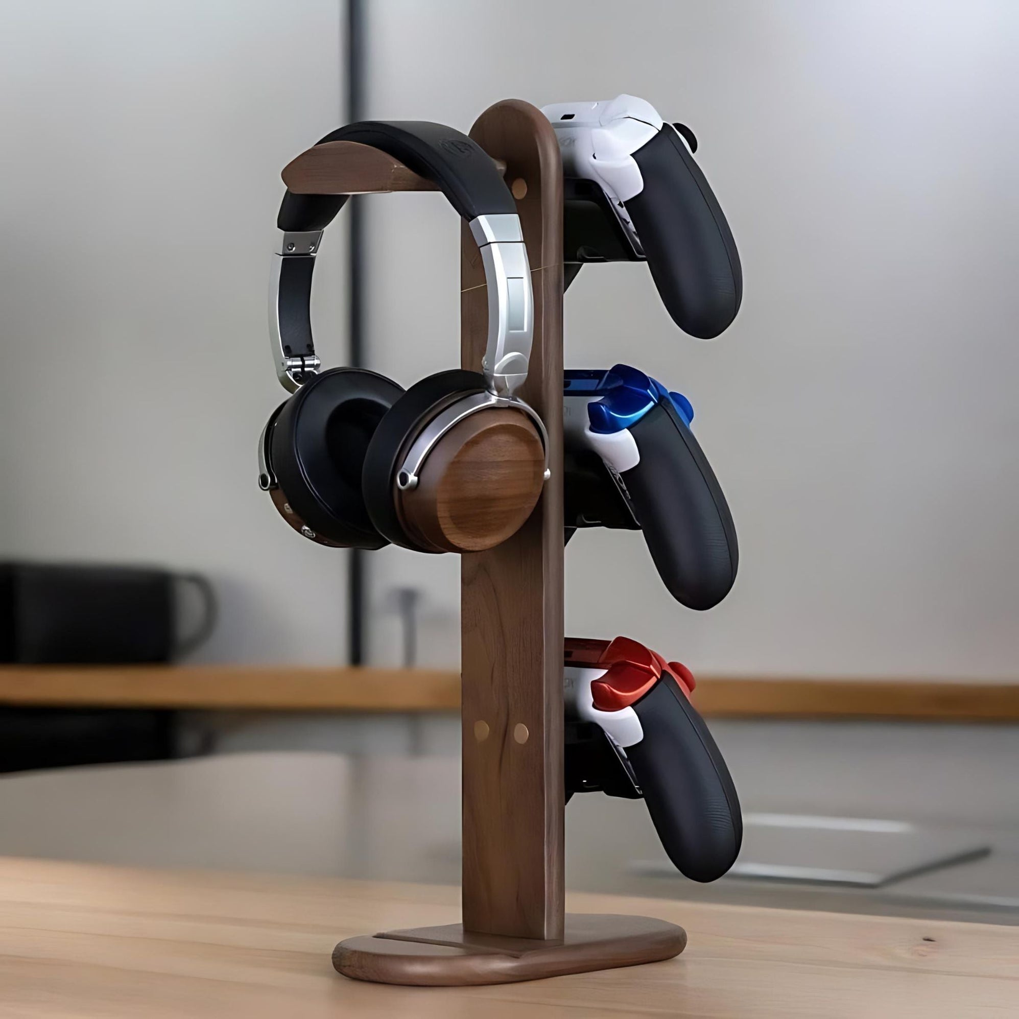 Walnut Controller & Headphone Rack - Gaming Organiser - Gift for Him ...