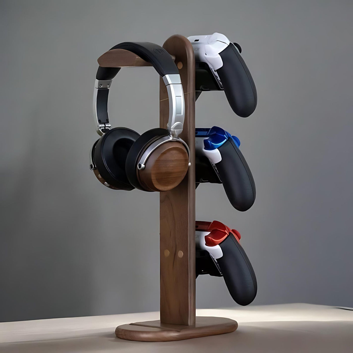 Walnut Controller & Headphone Rack - Gaming Organiser - Gift for Him ...