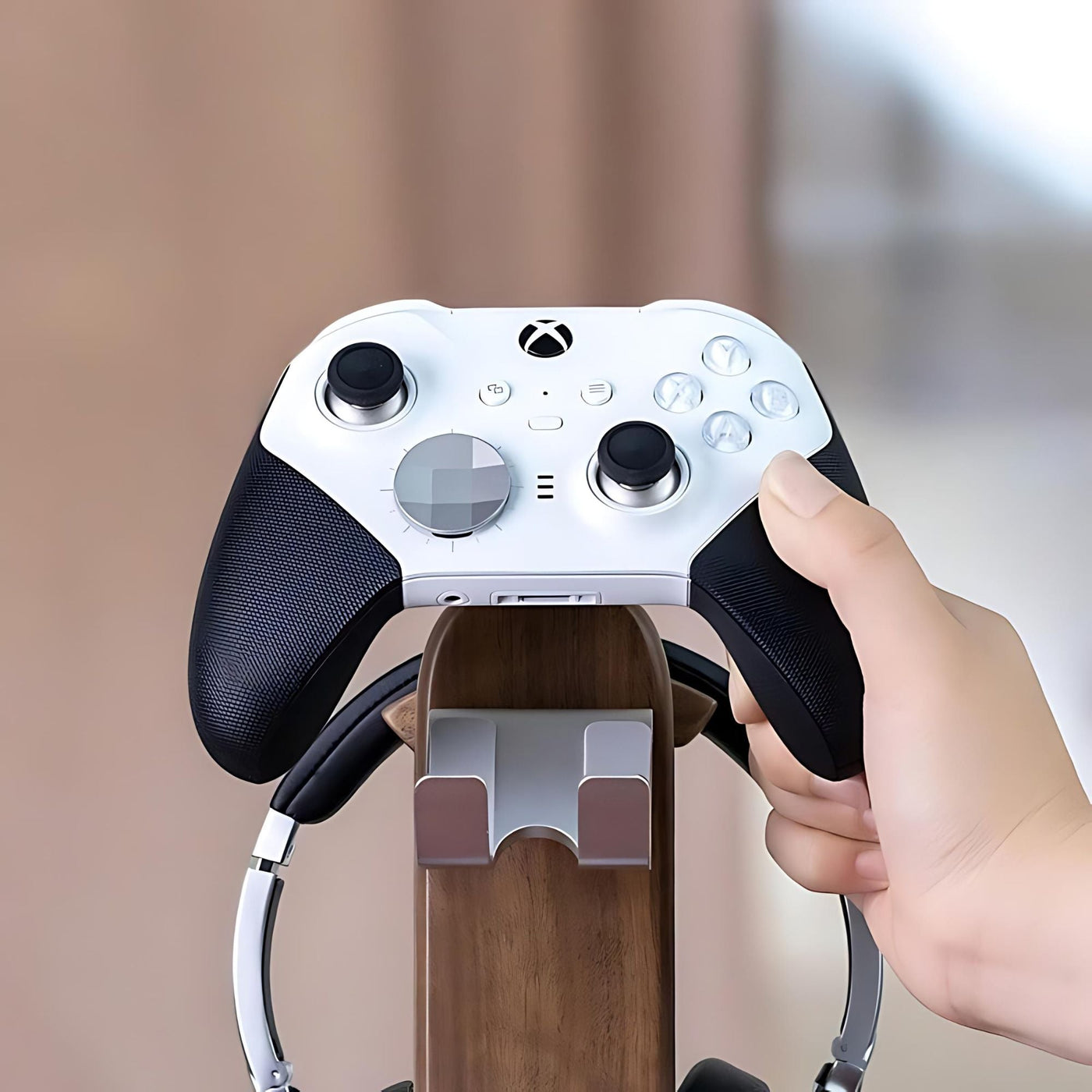 Walnut Controller & Headphone Rack - Gaming Organiser - Gift for Him ...