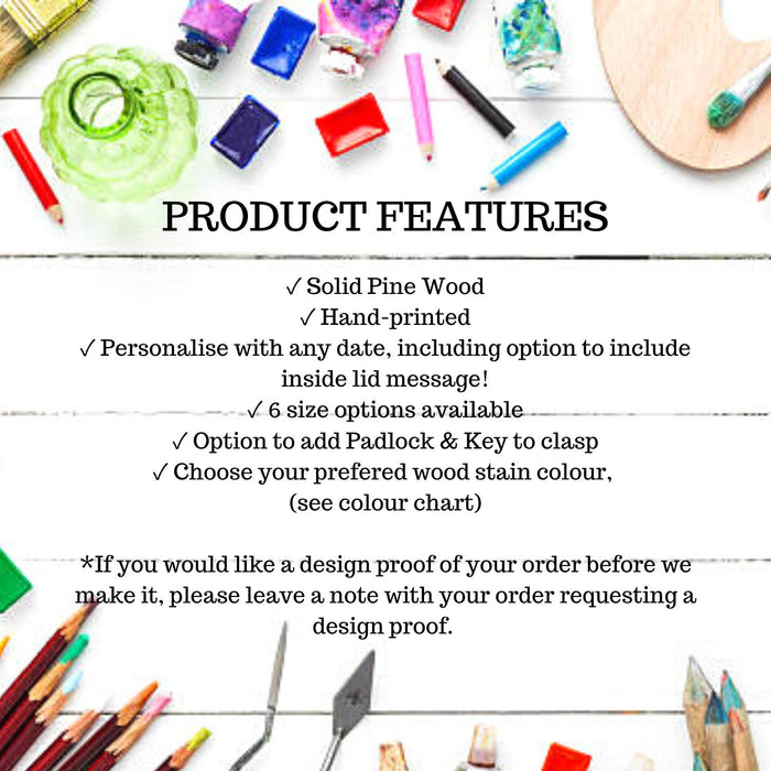 Wedding Anniversary Keepsake Box I Personalised Couples Gift - 6 Sizes Small to XLarge