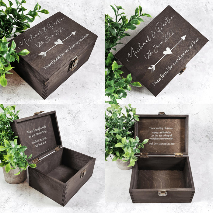 Wedding Anniversary Keepsake Box I Personalised Couples Gift - 6 Sizes Small to XLarge