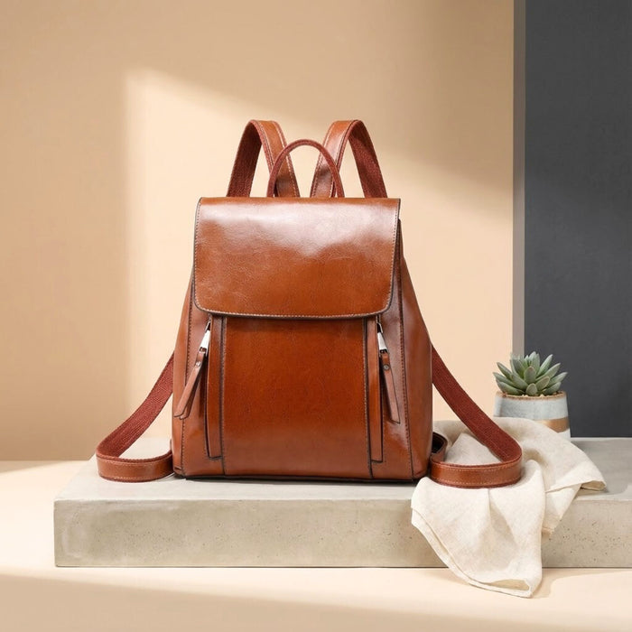 Women’s Genuine Leather Backpack | Crossbody Shoulder Laptop Rucksack