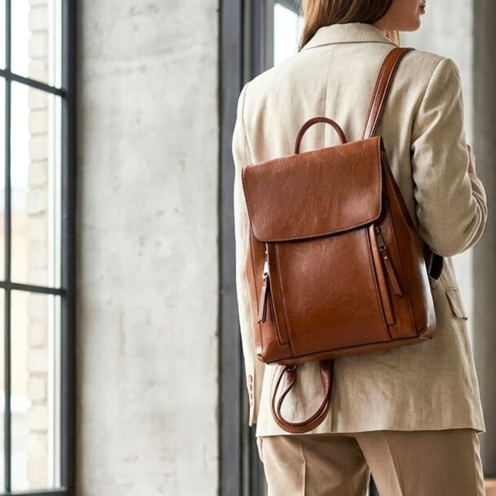 Women’s Genuine Leather Backpack | Crossbody Shoulder Laptop Rucksack
