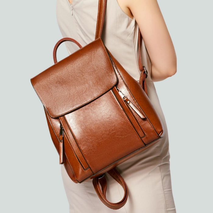 Women’s Genuine Leather Backpack | Crossbody Shoulder Laptop Rucksack