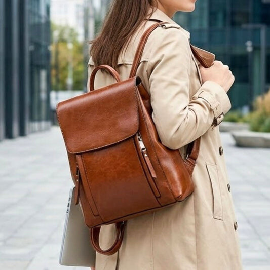 Women’s Genuine Leather Backpack | Crossbody Shoulder Laptop Rucksack