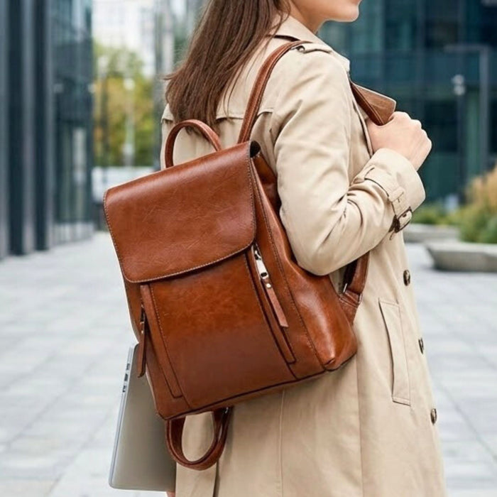 Women’s Genuine Leather Backpack | Crossbody Shoulder Laptop Rucksack