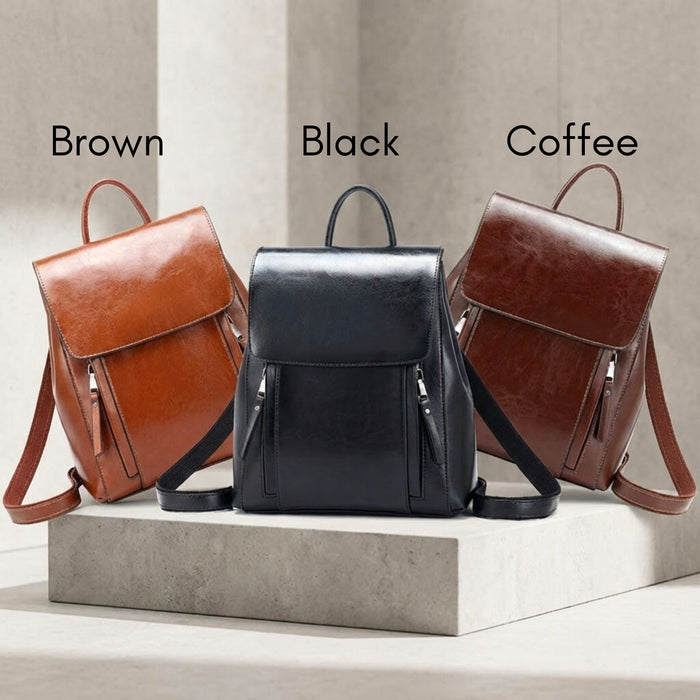 Women’s Genuine Leather Backpack | Crossbody Shoulder Laptop Rucksack