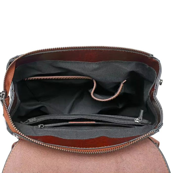Women’s Genuine Leather Backpack | Crossbody Shoulder Laptop Rucksack