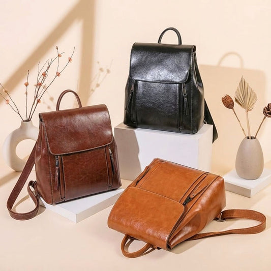 Women’s Genuine Leather Backpack | Crossbody Shoulder Laptop Rucksack