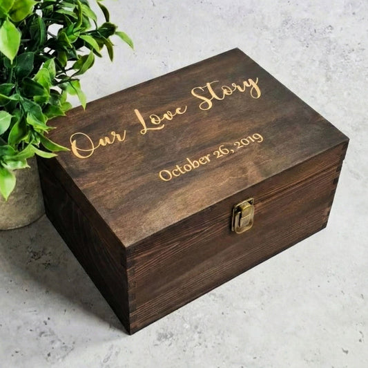 Wooden Anniversary Keepsake Box I Personalised Wedding Love Story Box - 6 Sizes Small to XLarge
