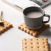 Wooden Biscuit Shaped Coasters – Cookie Design Drink Coasters Set of 4
