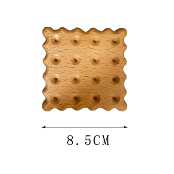 Wooden Biscuit Shaped Coasters – Cookie Design Drink Coasters Set of 4