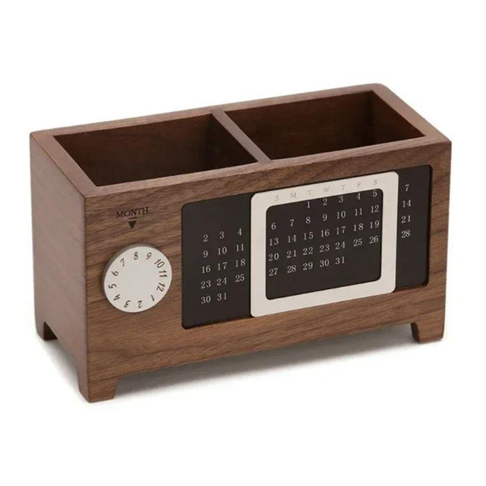 Wooden Desk Organiser with Calendar – Multifunctional Storage Box