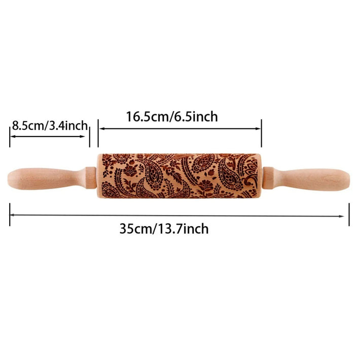 Wooden Embossed Rolling Pin – Deep Engraved Pattern Rolling Pin for Baking & Pastry