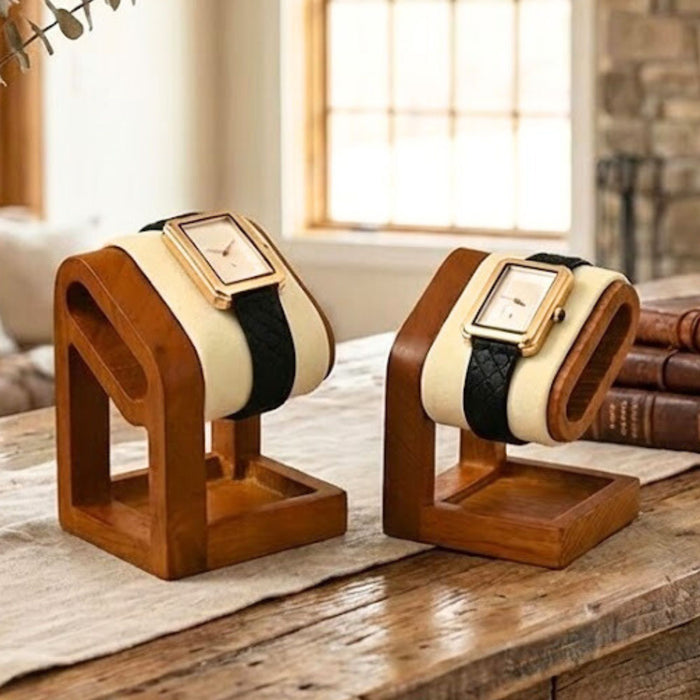 Wooden Jewellery Organiser Watch & Bracelet Display Stand with Velvet Cushion
