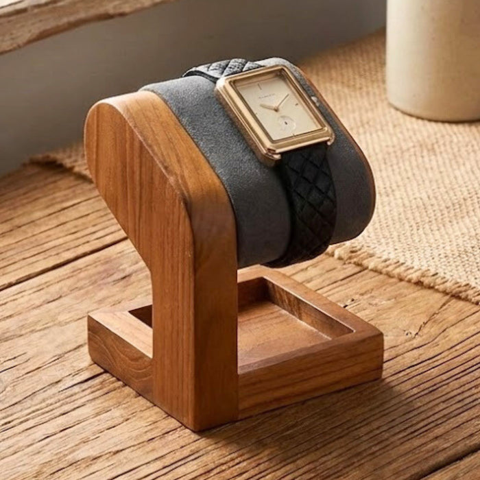 Wooden Jewellery Organiser Watch & Bracelet Display Stand with Velvet Cushion