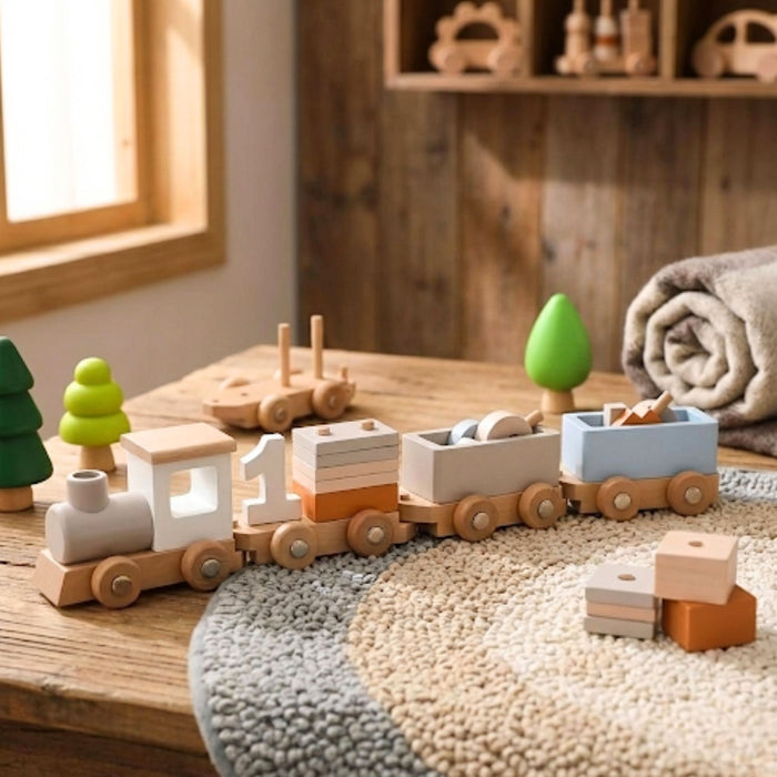 Wooden Montessori Baby Train Toy