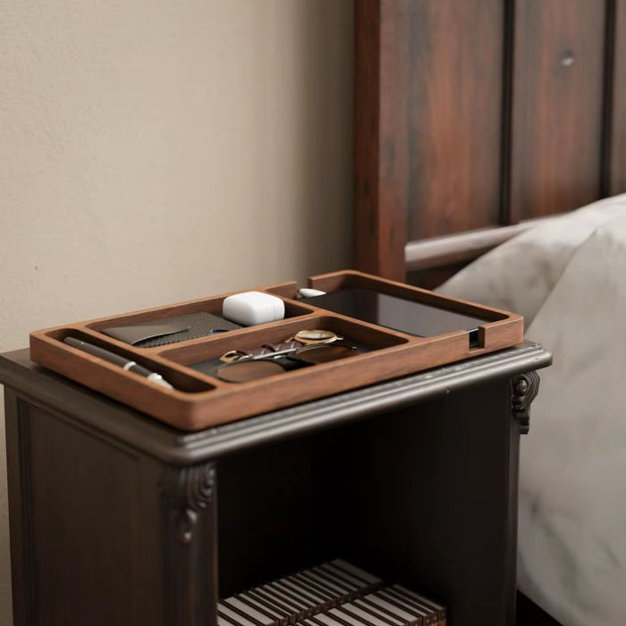 Wooden Office Desktop Storage Tray – Solid Wood Desk Organiser