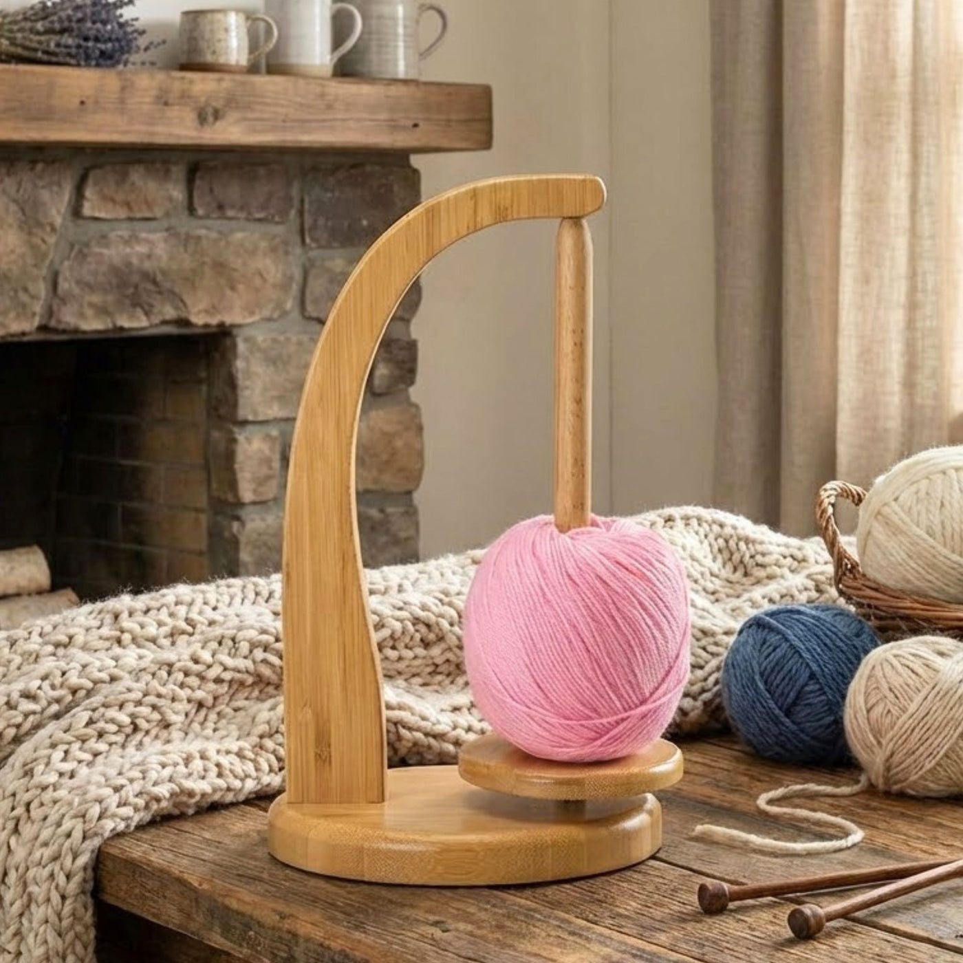 Wooden Yarn Holder | Rotating Spinner for Knitting & Crochet — Make Memento