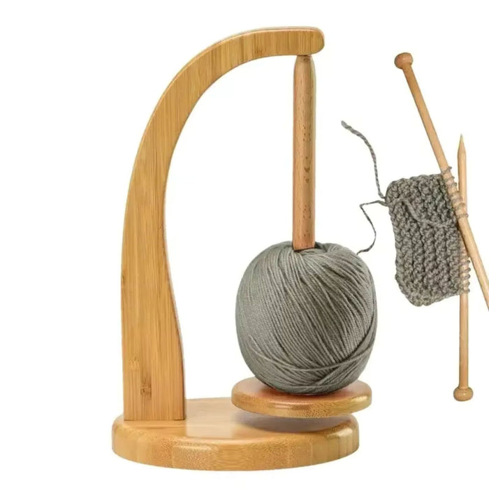 Wooden Yarn Holder with Magnetic Spinning Base – Rotating Crochet & Knitting Yarn Stand