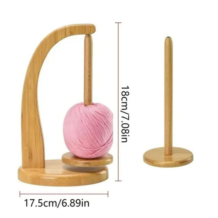 Wooden Yarn Holder with Magnetic Spinning Base – Rotating Crochet & Knitting Yarn Stand