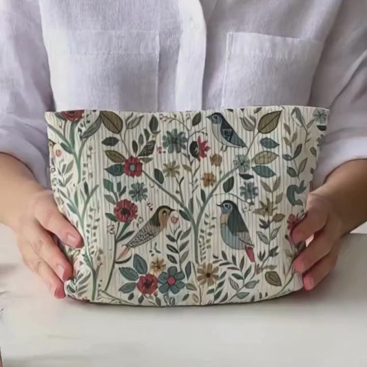 Large Corduroy Makeup Bag with Zip | Bird & Branch Cosmetic Pouch