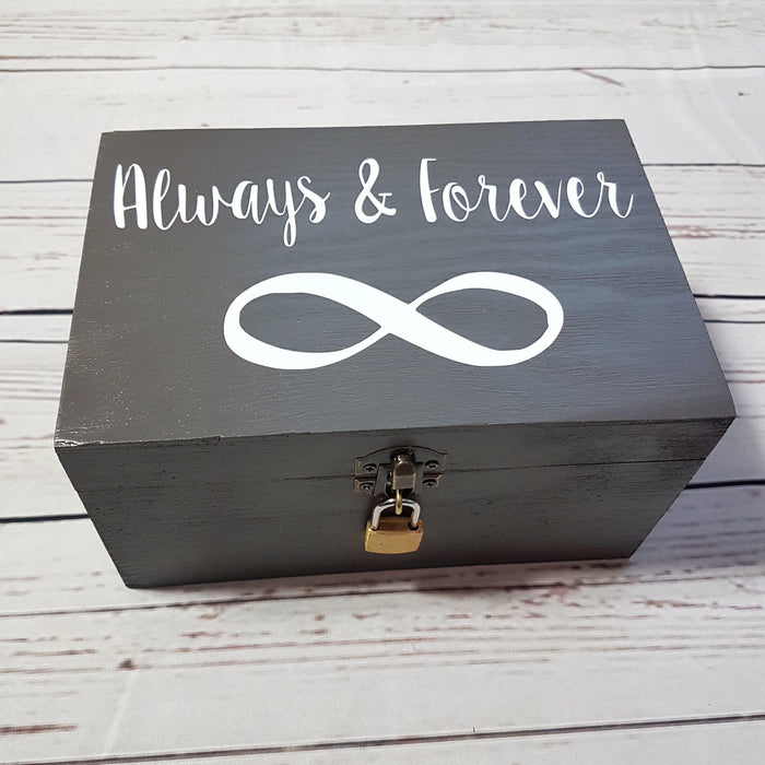 5th Anniversary Gift for Him I Forever Always Infinity Box I Wood Box