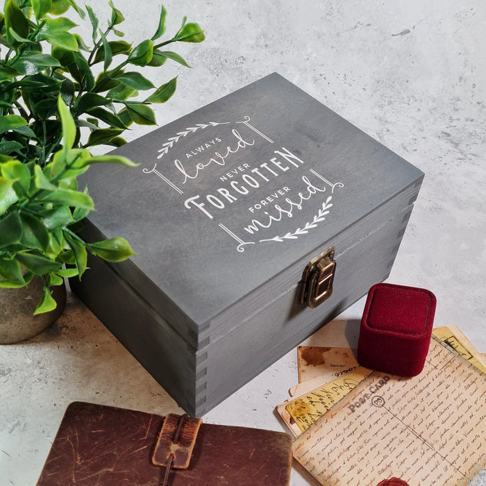 Always Loved Bereavement Memorial Box I In Memory of Ashes Box - 6 Sizes Small to XLarge