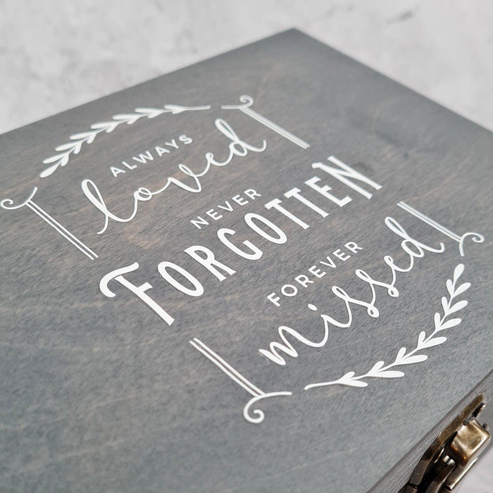 Always Loved Bereavement Memorial Box I In Memory of Ashes Box - 6 Sizes Small to XLarge