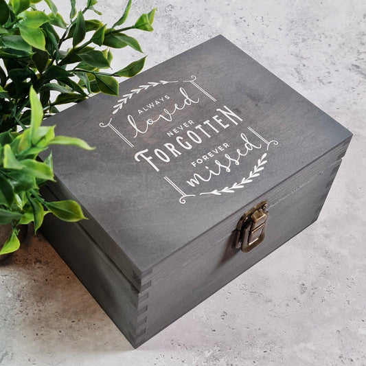 Always Loved Bereavement Memorial Box I In Memory of Ashes Box - 6 Sizes Small to XLarge