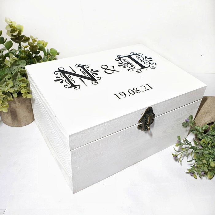 Anniversary Date Night Box I Wedding Bride & Groom Wooden Memory Box - 6 Sizes Small to XLarge