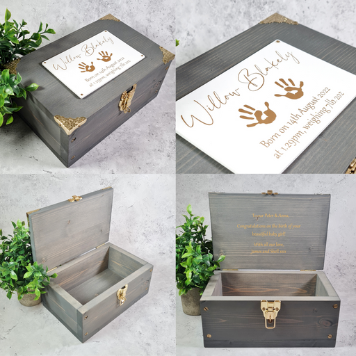 Baby Memory Box - Large Wooden Baby Storage Box - Keepsake Box