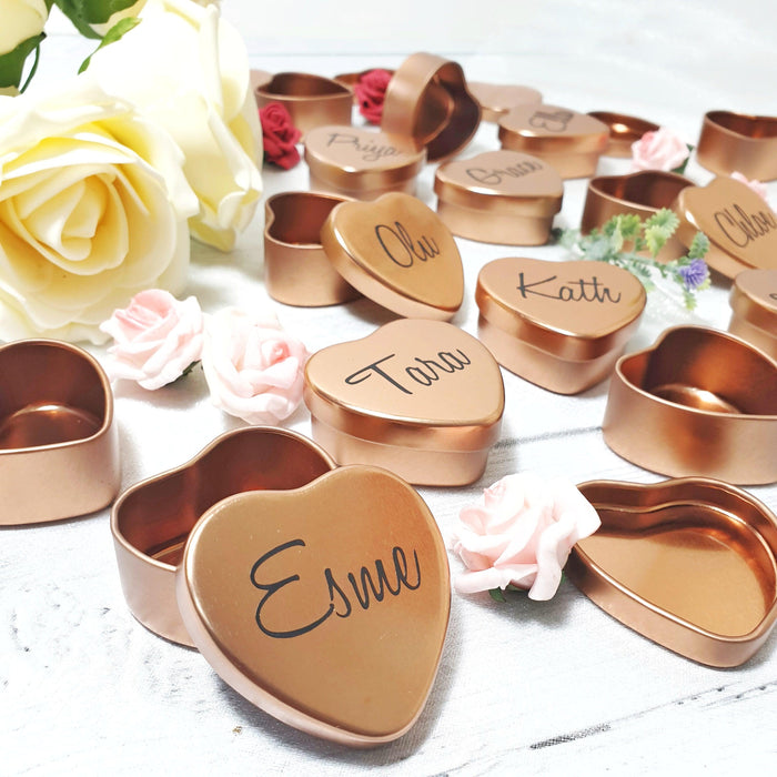 Bridal Shower Gift Box I Hen Party Gift I Rose Gold Heart Favour I Bridesmaid Jewellery Tin Box I Gift for Her