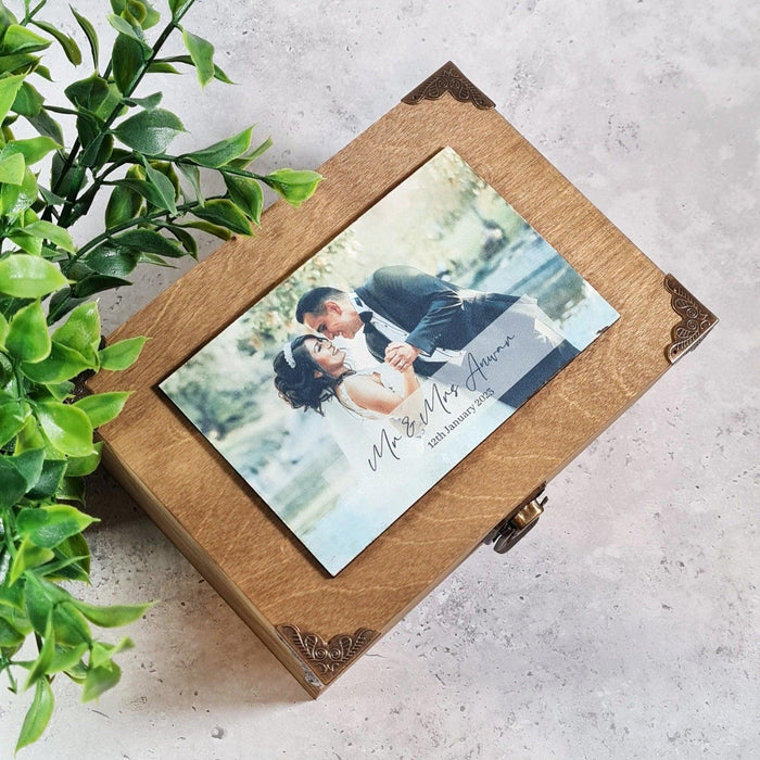 Couples Photo Anniversary Memory Box - Personalised Wood Wedding Anniversary Gift - Wife Husband Keepsake