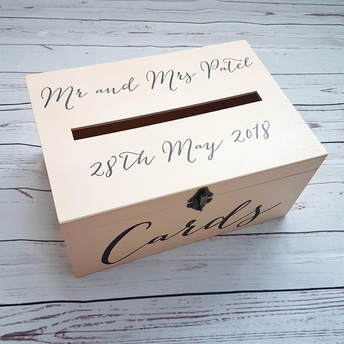 Cream Wedding Card Box l Personalised Wedding Post Box l Wedding Reception Decor l Wooden Guest Card Box