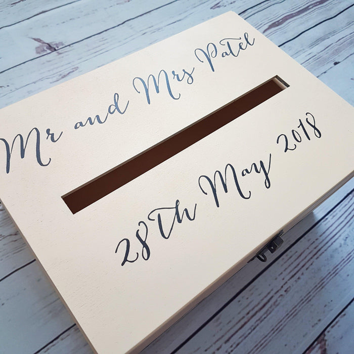 Cream Wedding Card Box l Personalised Wedding Post Box l Wedding Reception Decor l Wooden Guest Card Box