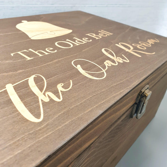 Custom Business Logo Box l Personalised Engraved Wood Branded Box I Client Gift Box I Wedding Logo Box