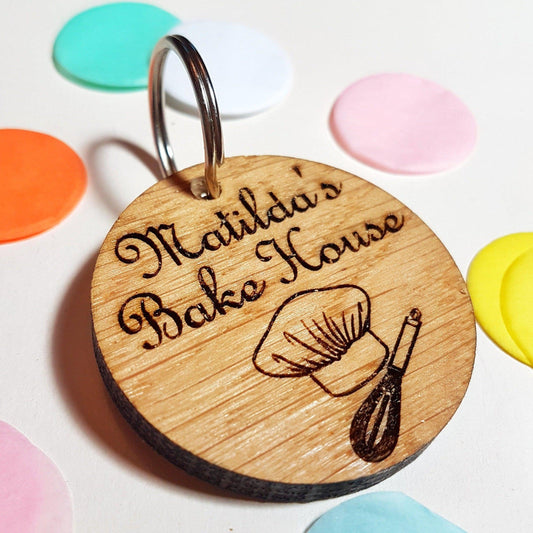 Custom Engraved Logo Keyring I Round Wooden Keyring I Personalised Business Keychain I Luxury Business Branded Fob