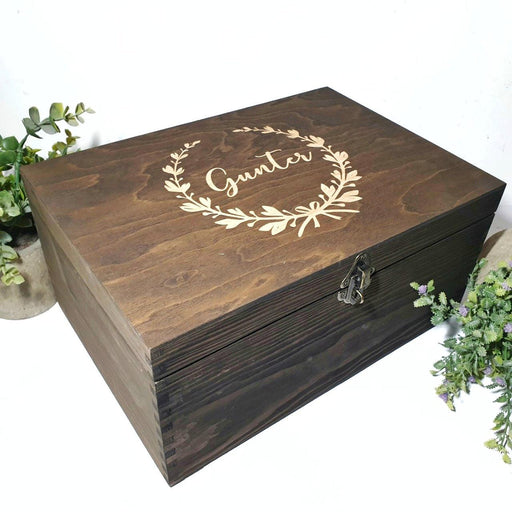 Engraved Family Memory Box I Wooden Photo Papers Large A4 Storage Box