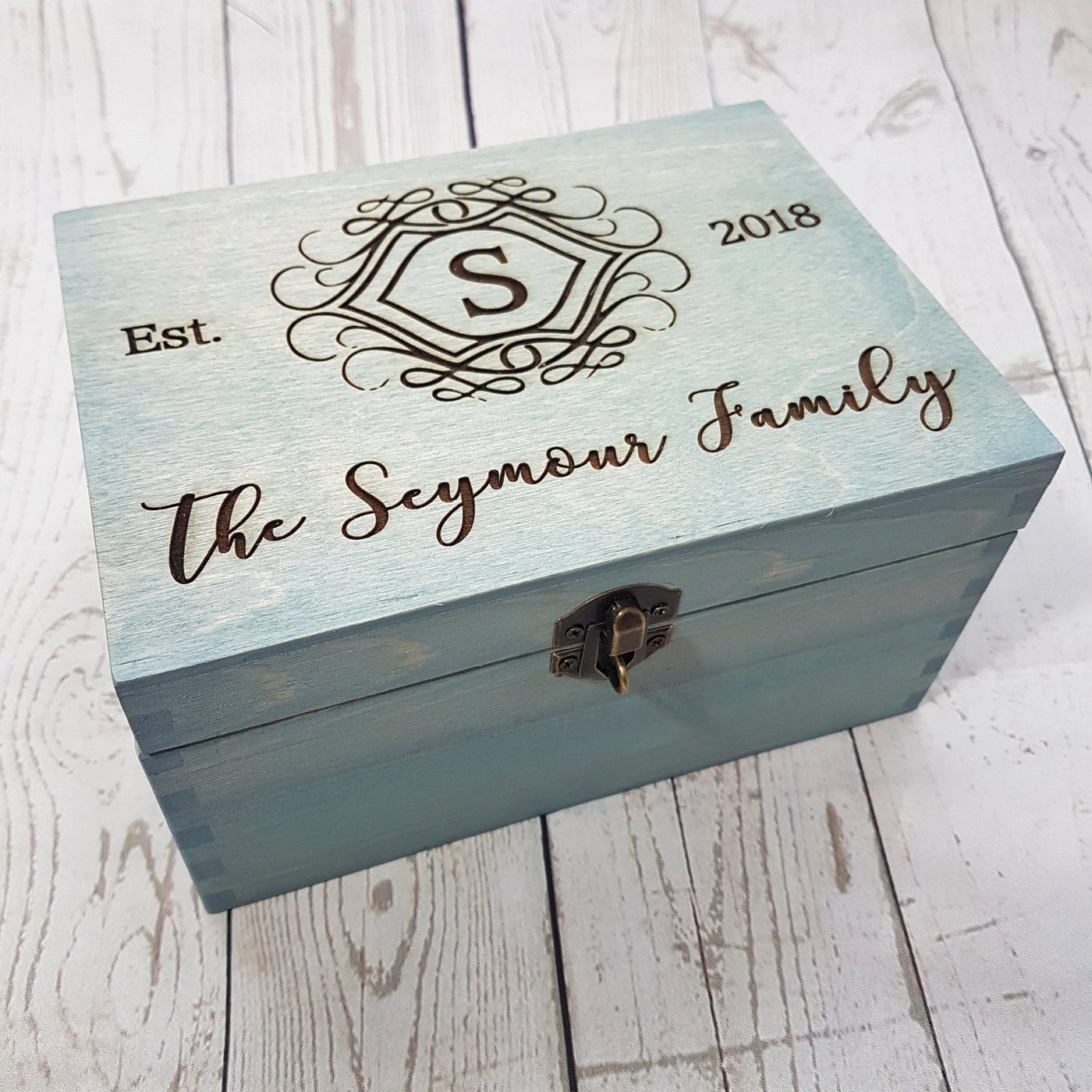 Engraved Family Name Box I Personalised Monogram Gift I Make Memento
