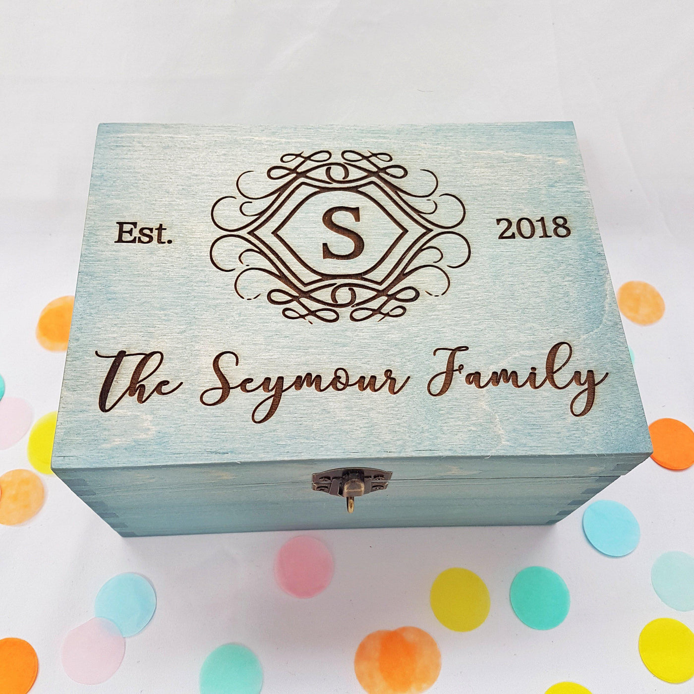 Engraved Family Name Box I Personalised Monogram Gift I Make Memento
