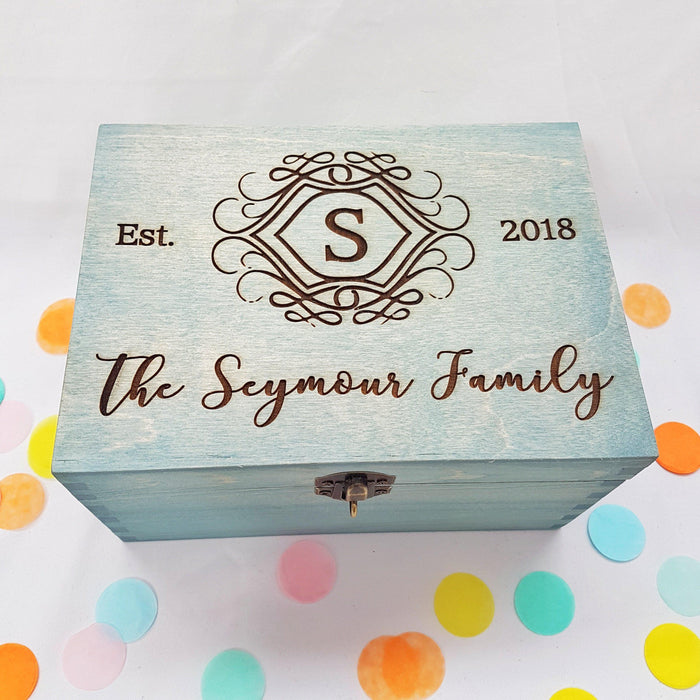 Engraved Family Name Box I Personalised Monogram Gift